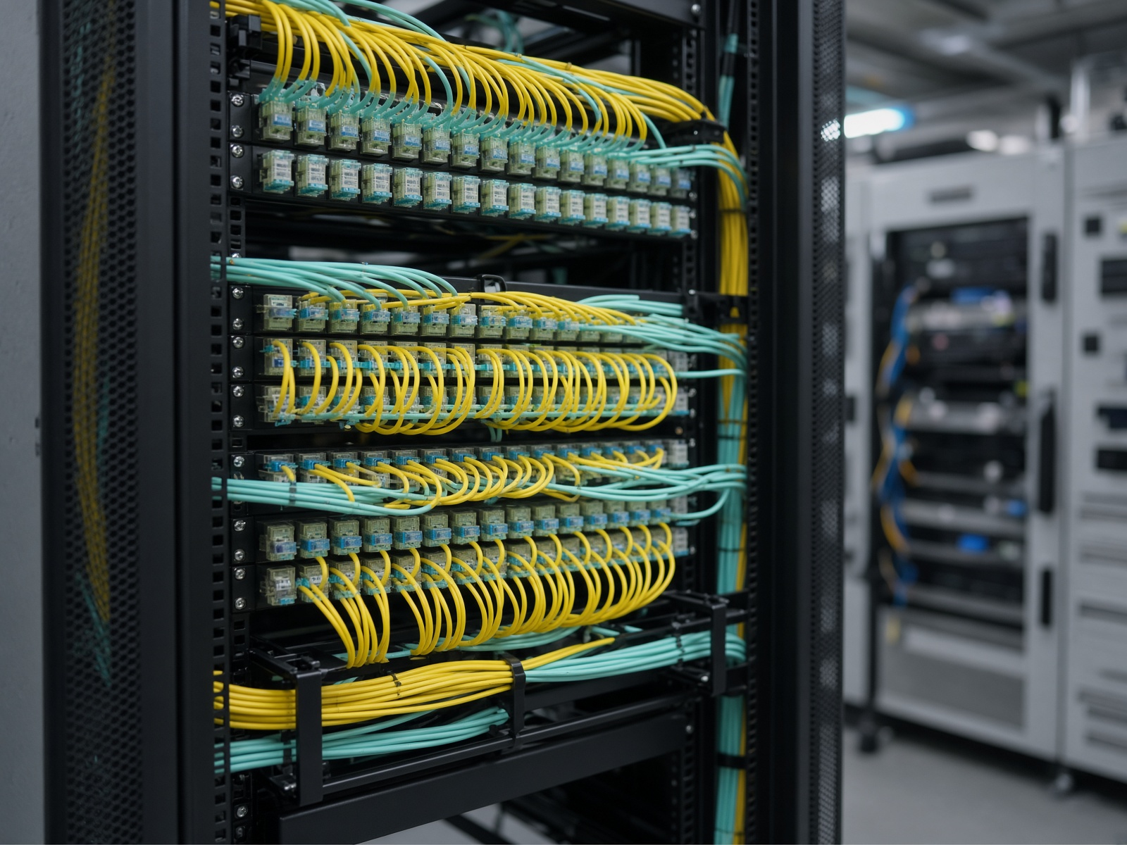 Fiber jumpers dressed into a high-density interconnect rack